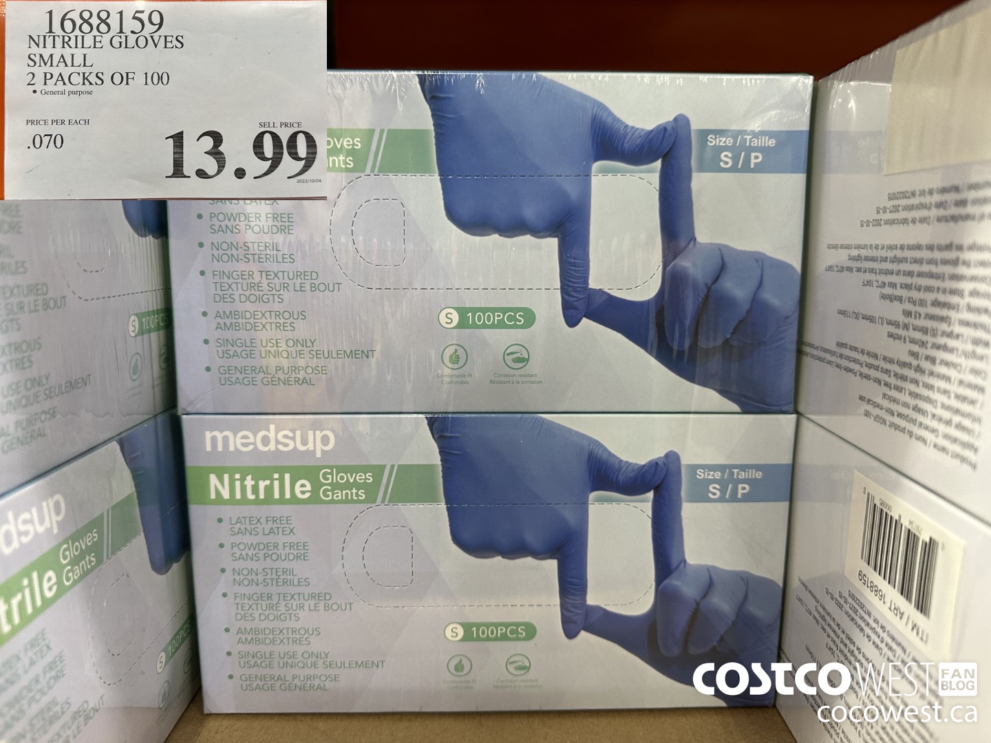1688159 NITRILE GLOVES SMALL 2 PACKS OF 100 $13.99