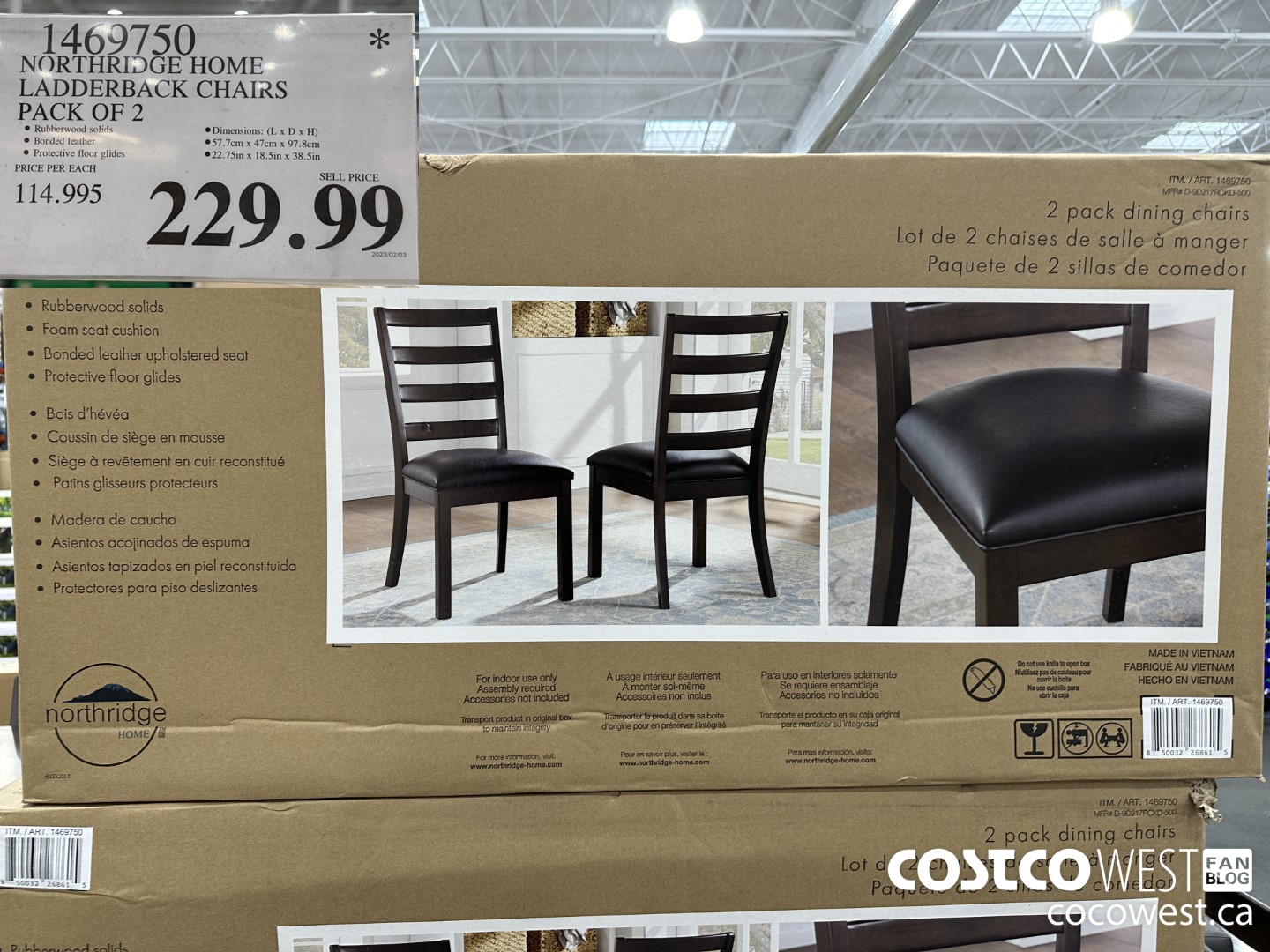 1469750 NORTHRIDGE HOME LADDERBACK CHAIRS PACK OF 2 $229.99