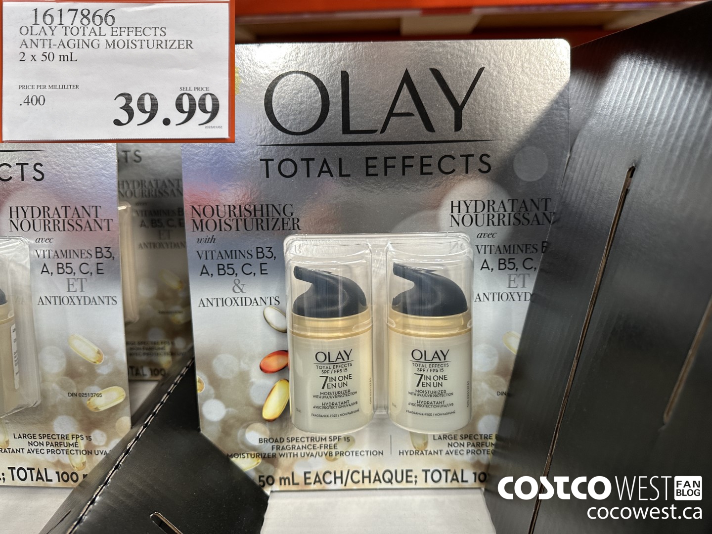 1617866 OLAY TOTAL EFFECTS ANTI-AGING MOISTURIZER 2 X 50 ML $39.99