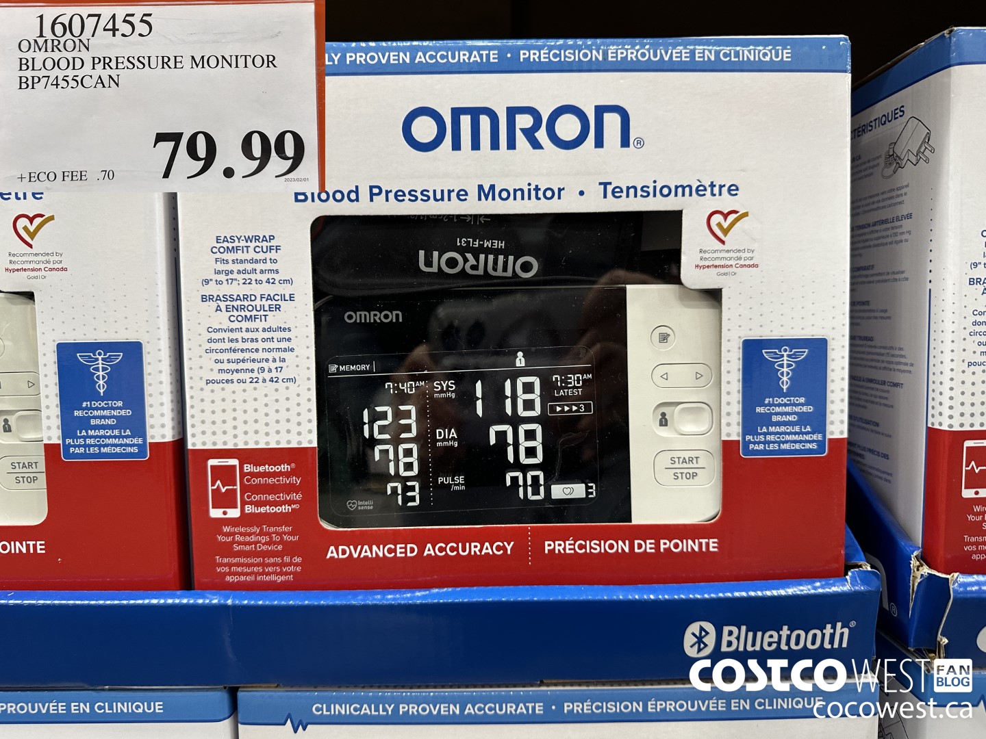 1607455 OMRON BLOOD PRESSURE MONITOR BP7455CAN $79.99