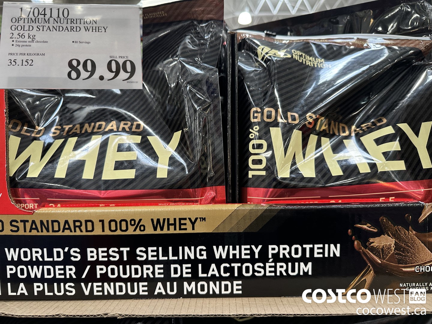 1704110 OPTIMUM NUTRITION GOLD STANDARD WHEY 2.56 KG $89.99