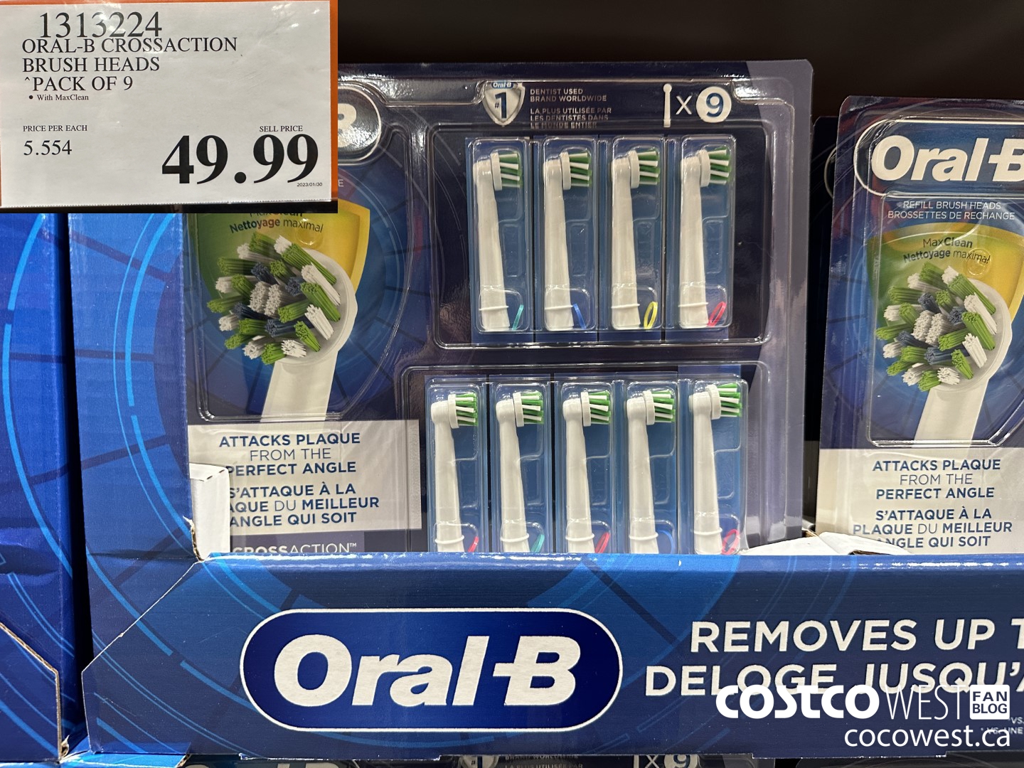 1313224 ORAL-B CROSSACTION BRUSH HEADS PACK OF 9 $49.99