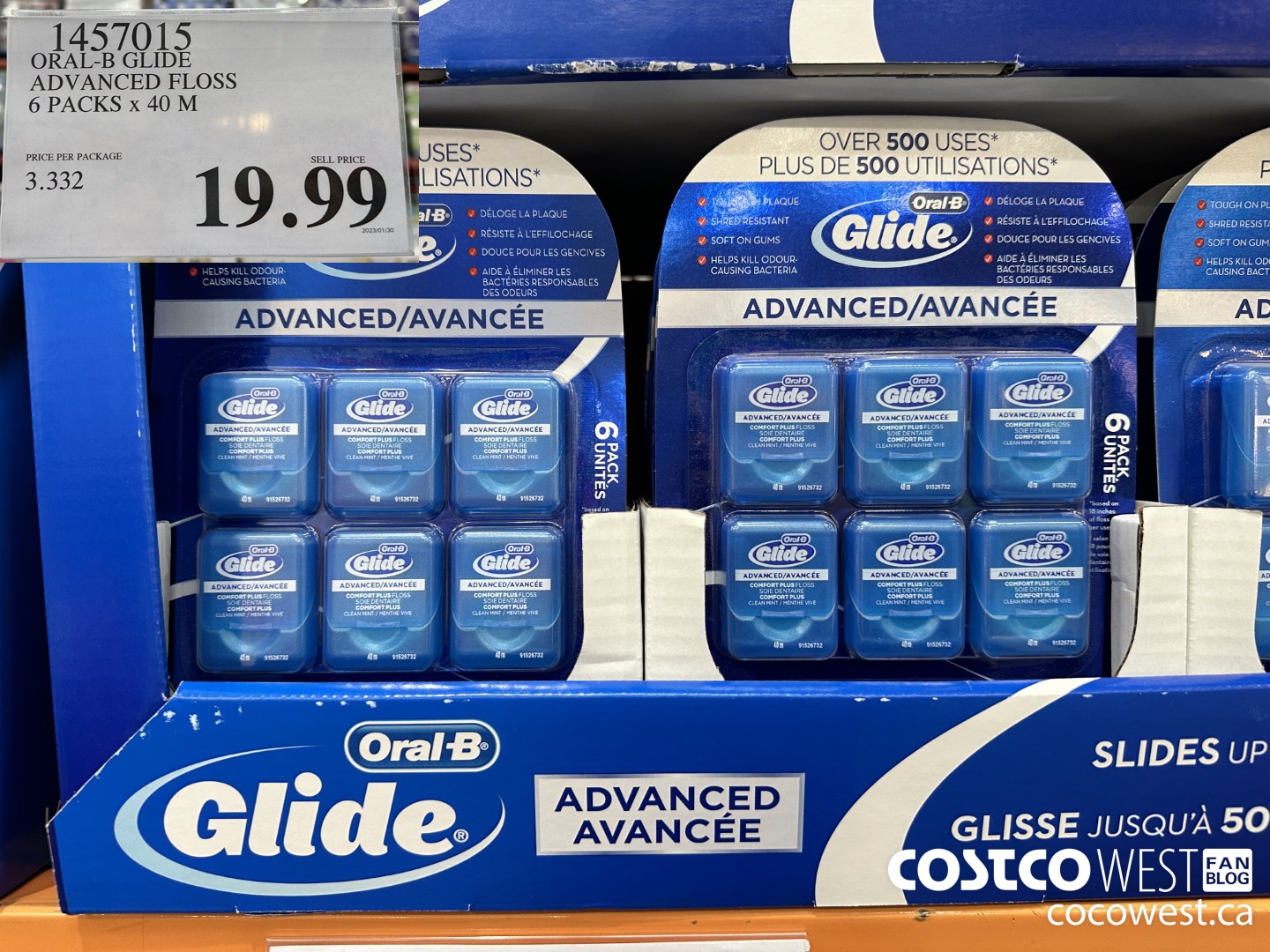1457015 ORAL-B GLIDE ADVANCED FLOSS 6 PACKS x 40 M $19.99