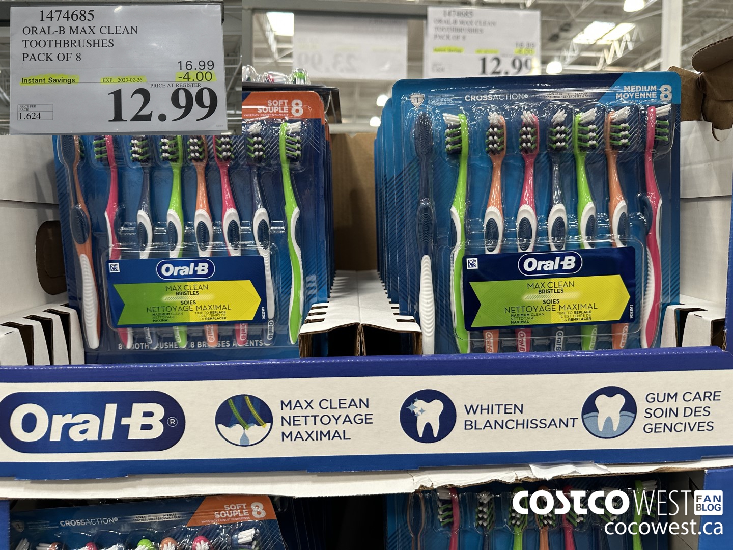 1474685 ORAL-B MAX CLEAN TOOTHBRUSHES PACK OF 8 ($4.00 INSTANT SAVINGS EXPIRES ON 2023-02-26) $12.99