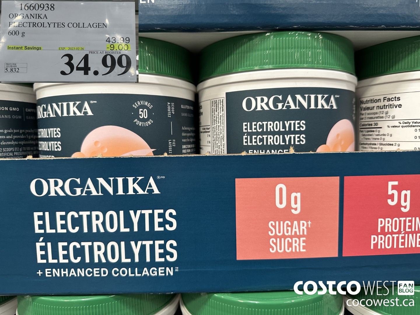 1660938 ORGANIKA ELECTROLYTES COLLAGEN 600 g  ($9.00 INSTANT SAVINGS EXPIRES ON 2023-02-26) $34.99