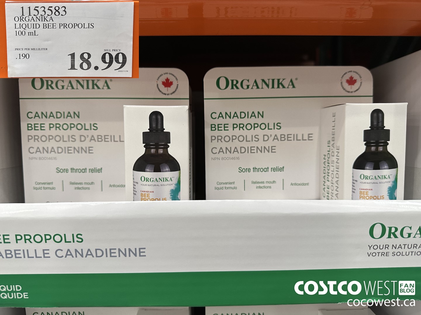 1153583 ORGANIKA LIQUID BEE PROPOLIS 100 mL $18.99