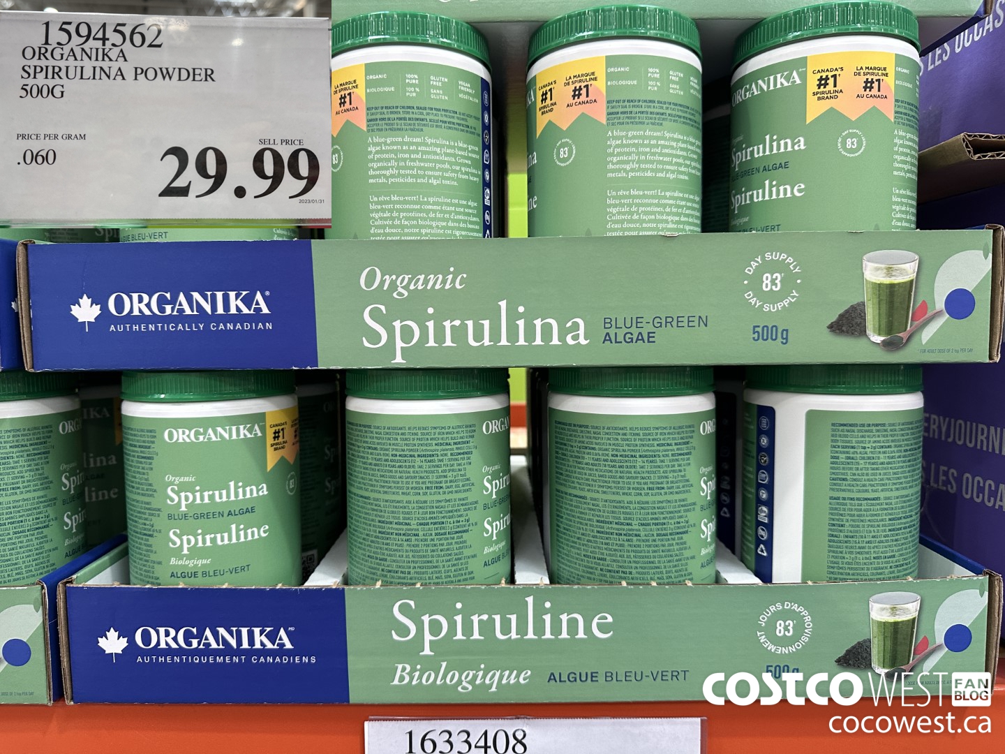 1594562 ORGANIKA SPIRULINA POWDER 500G $29.99