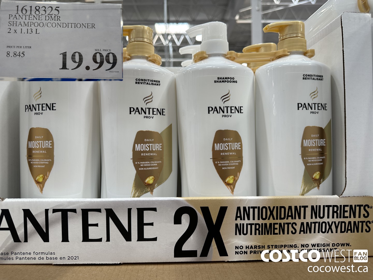 1618325 PANTENE DMR SHAMPOO/CONDIRIONER 2 x 1.13 L $19.99