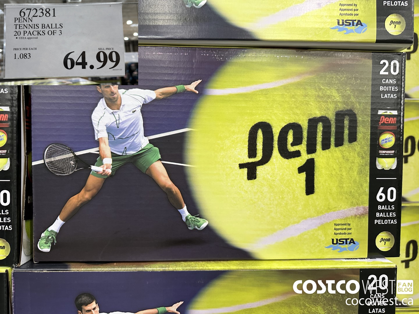 672381 PENN TENNIS BALLS 20 PACKS OF 3 $64.99