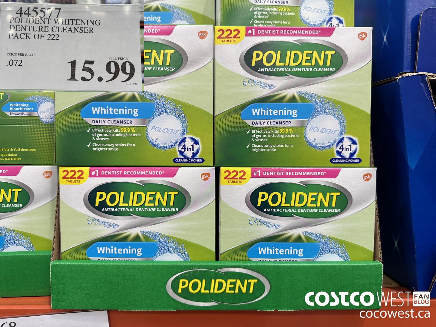 445577 POLIDENT WHITENING DENTURE CLEANSER PACK OF 222 $15.99