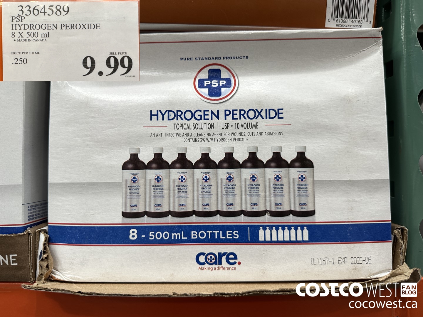 3364589 PSP HYDROGEN PEROXIDE 8 X 500 ML $9.99