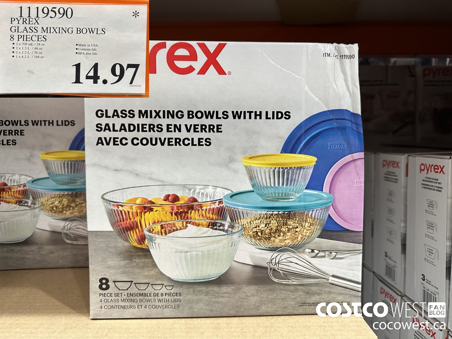 1119590 PYREX GLASS MIXING BOWLS 8 PIECES $14.97