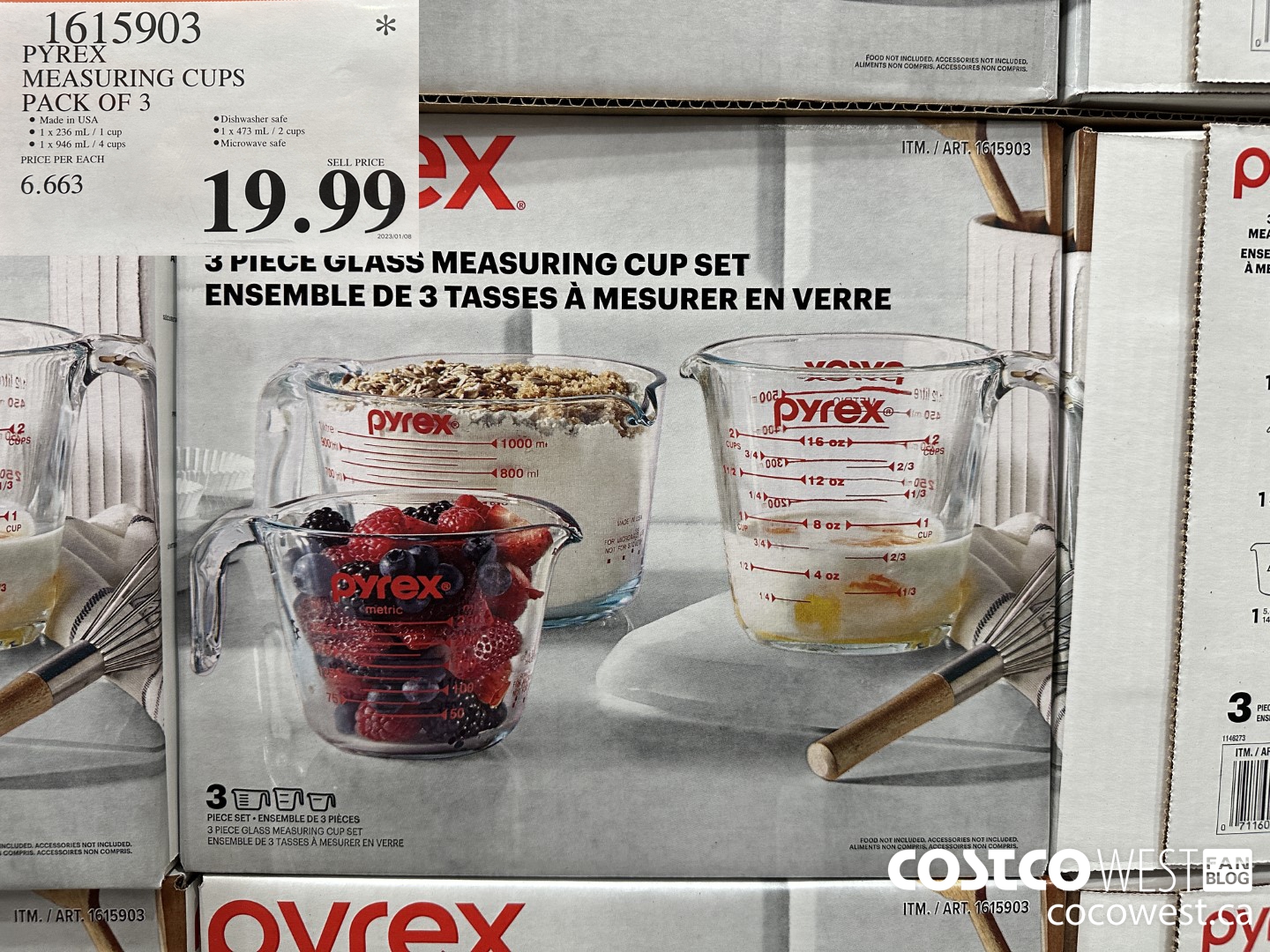 1615903 PYREX MEASURING CUPS PACK OF 3 $19.99