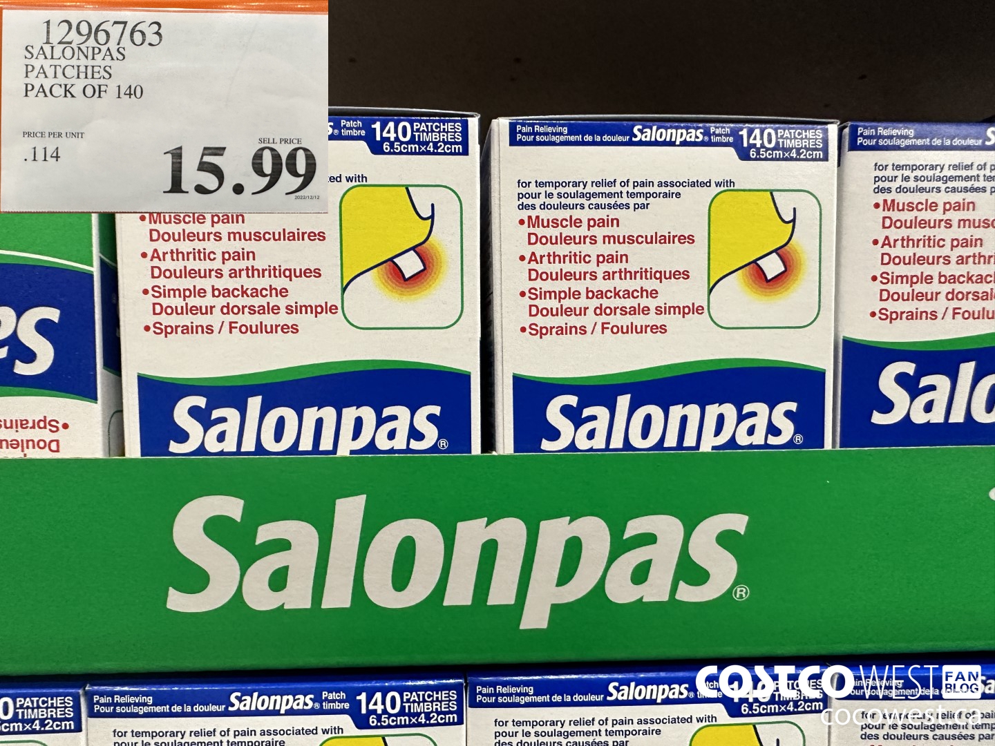 1296763 SALONPAS PATCHES PACK OF 140 $15.99