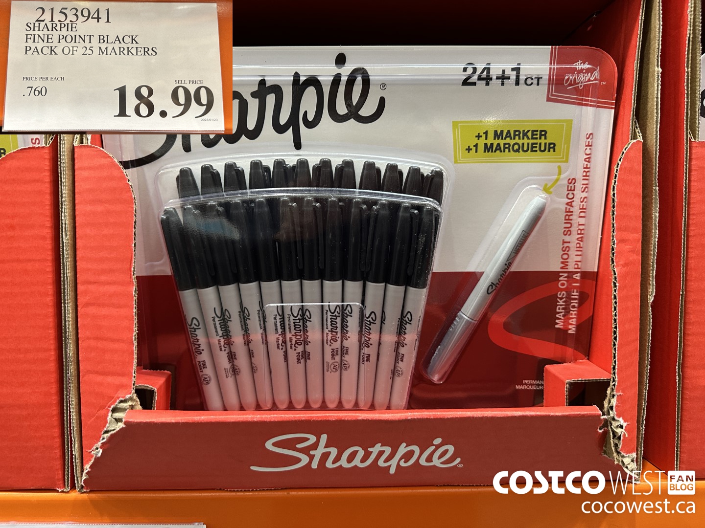 2153941 SHARPIE FINE POINT BLACK PACK OF 25 MARKERS $18.99