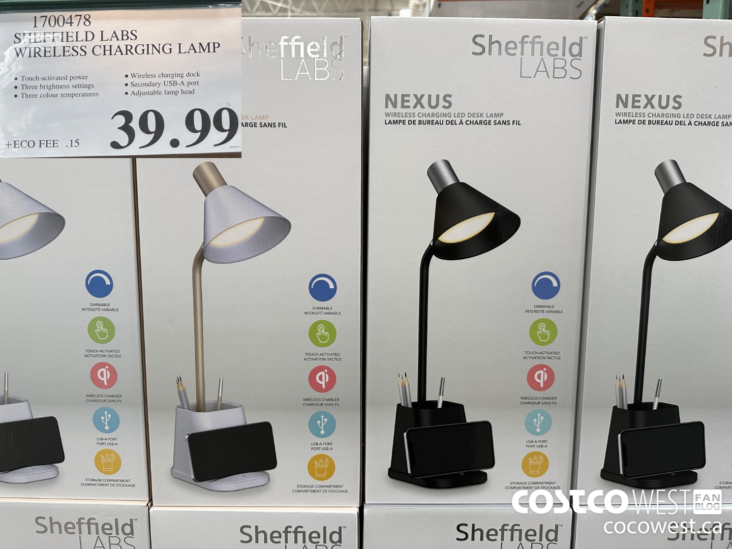 1700478 SHEFFIELD LABS WIRELESS CHARGING LAMP $39.99