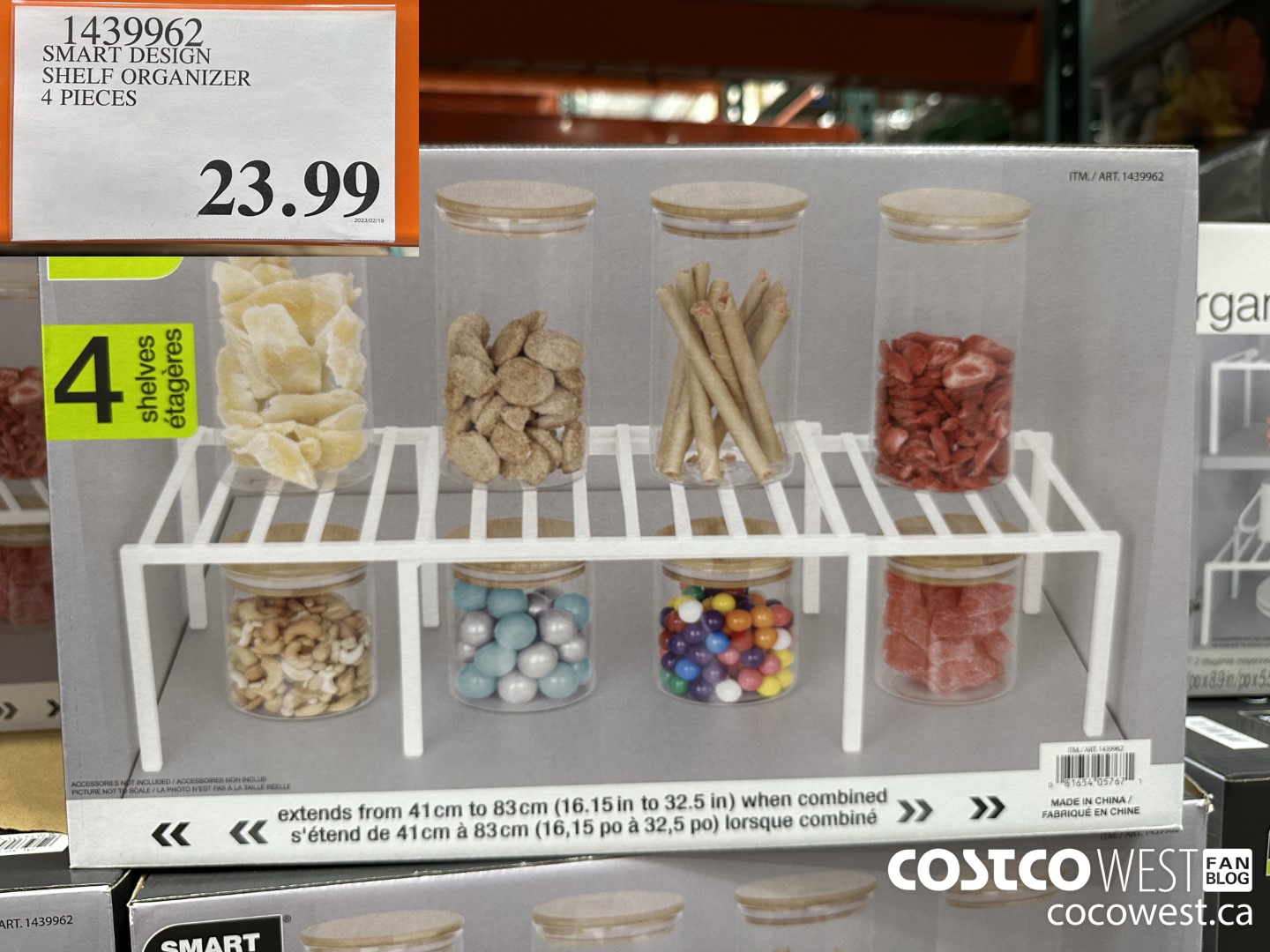 1439962 SMART DESIGN SHELF ORGANIZER 4 PIECES $23.99