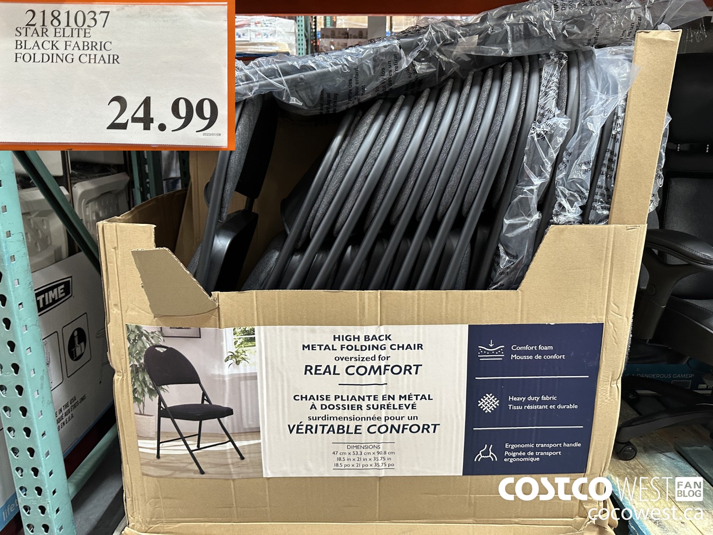 2181037 STAR ELITE BLACK FABRIC FOLDING CHAIR $24.99