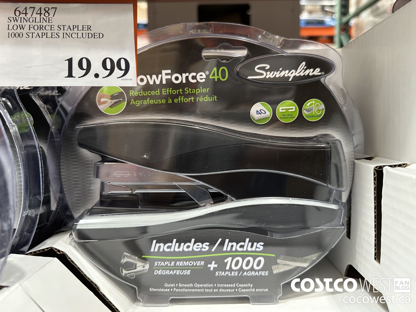 647487 SWINGLINE LOW FORCE STAPLER 1000 STAPLES INCLUDED $19.99