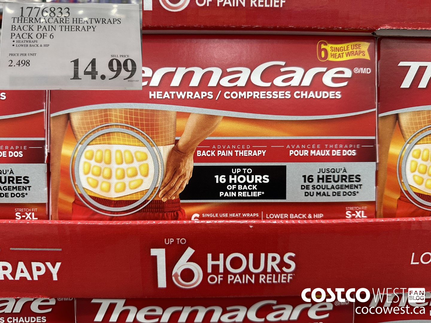 1776833 THERMACARD HEATWRAPS BACK PAIN THERAPY PACK OF 6 $14.99