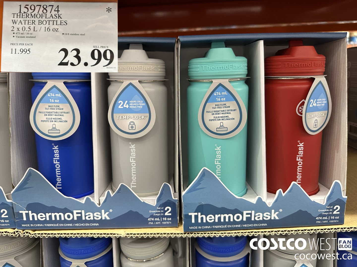 1597874 THERMOFLASK WATER BOTTLES 2 X 0.5 L / 16 OZ $23.99