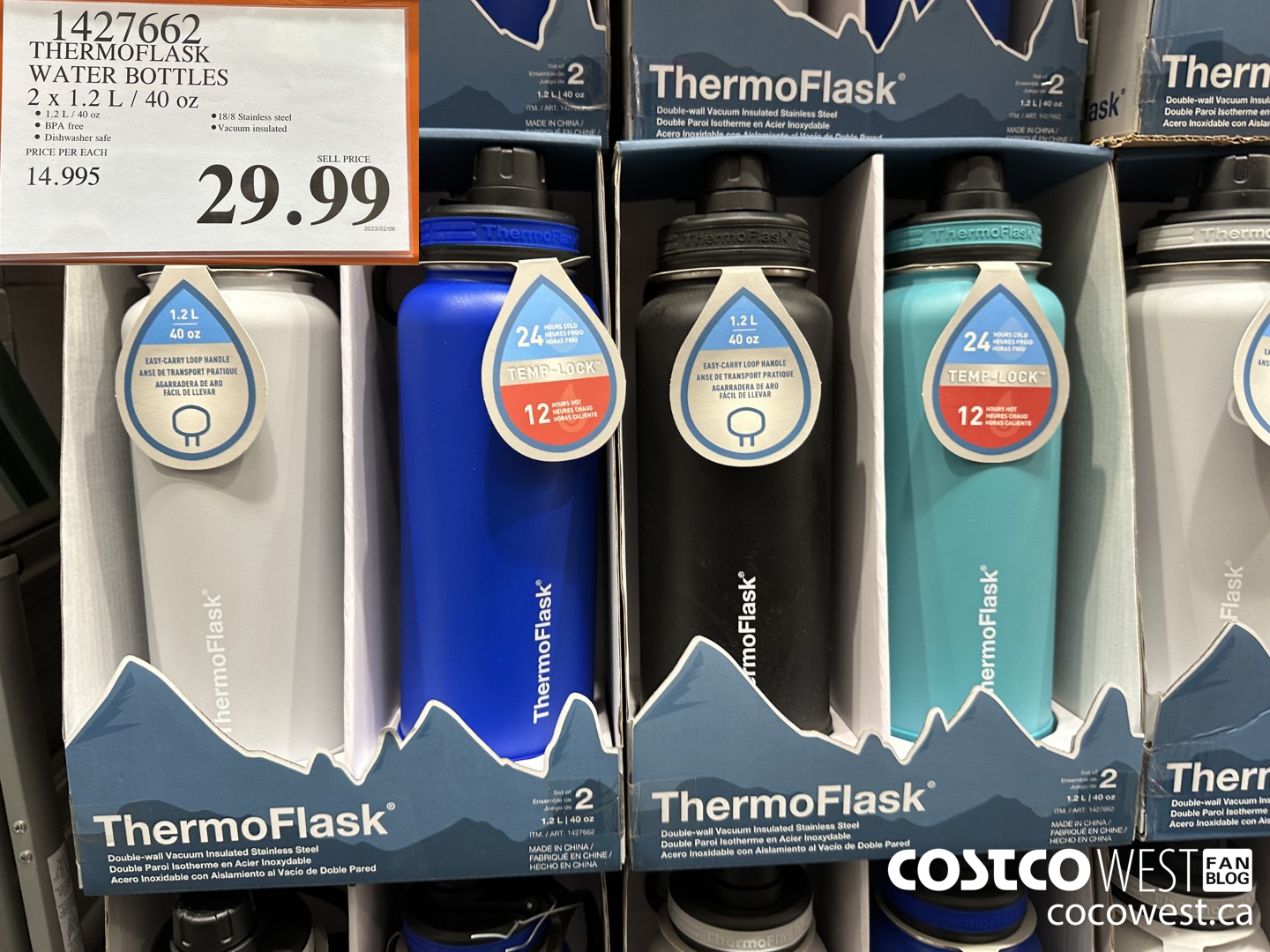 1427662 THERMOFLASK WATER BOTTLES 2 X 1.2 L / 40 OZ $29.99