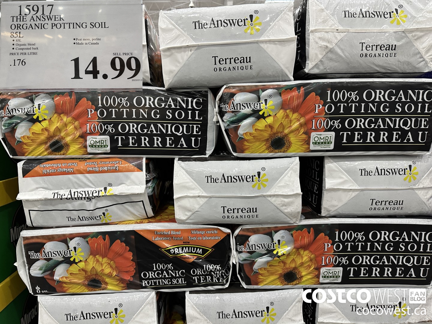 15917 THE ANSWER ORGANIC POTTING SOIL 85 L $14.99