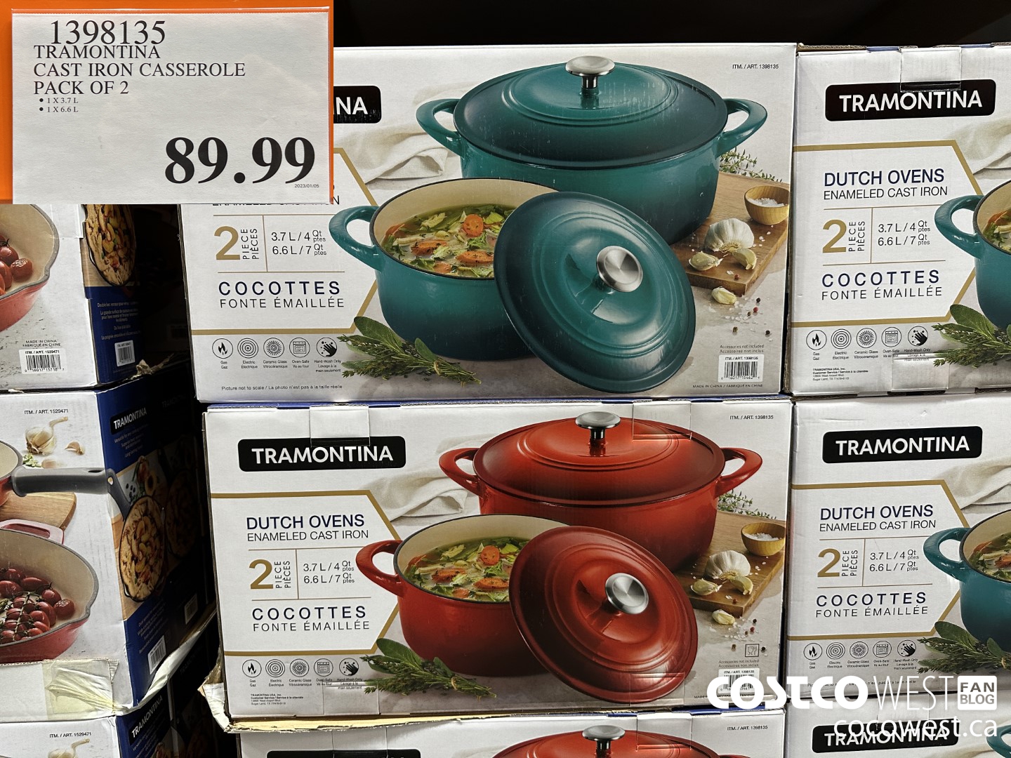 1398135 TRAMONTINA CAST IRON CASSEROLE 2 PIECE $89.99