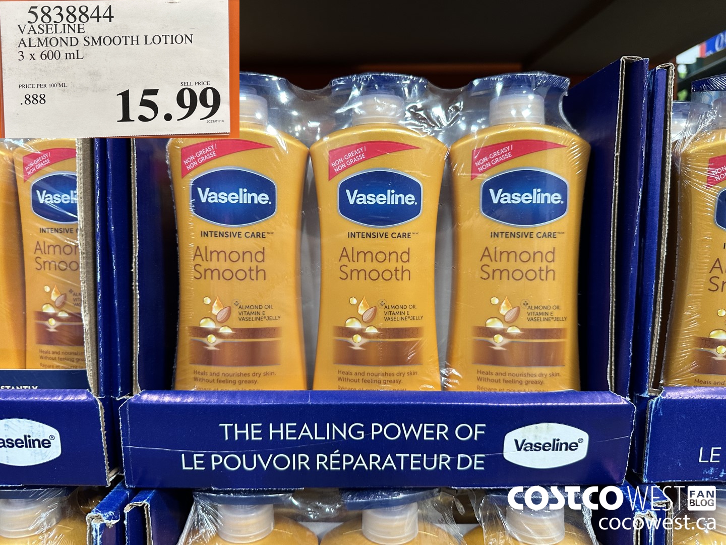 5838844 VASELINE ALMOND SMOOTH LOTION 3 X 600 ML $15.99