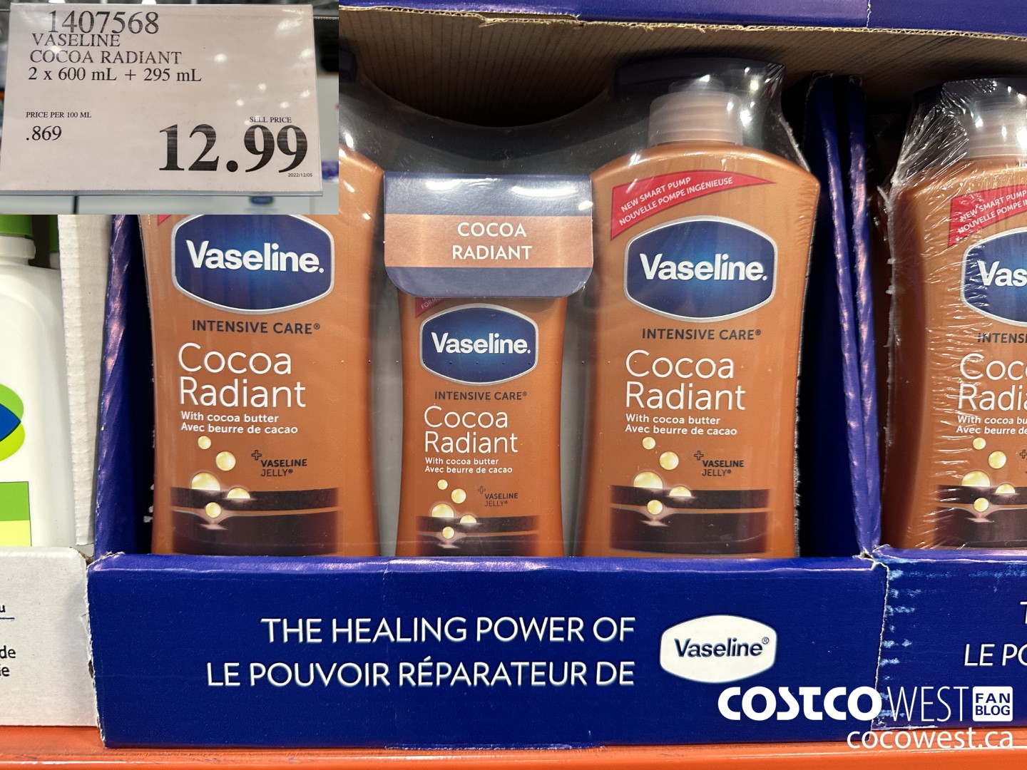 1407568 VASELINE COCOA RADIAN 2 X 600 ML + 295 ML $12.99