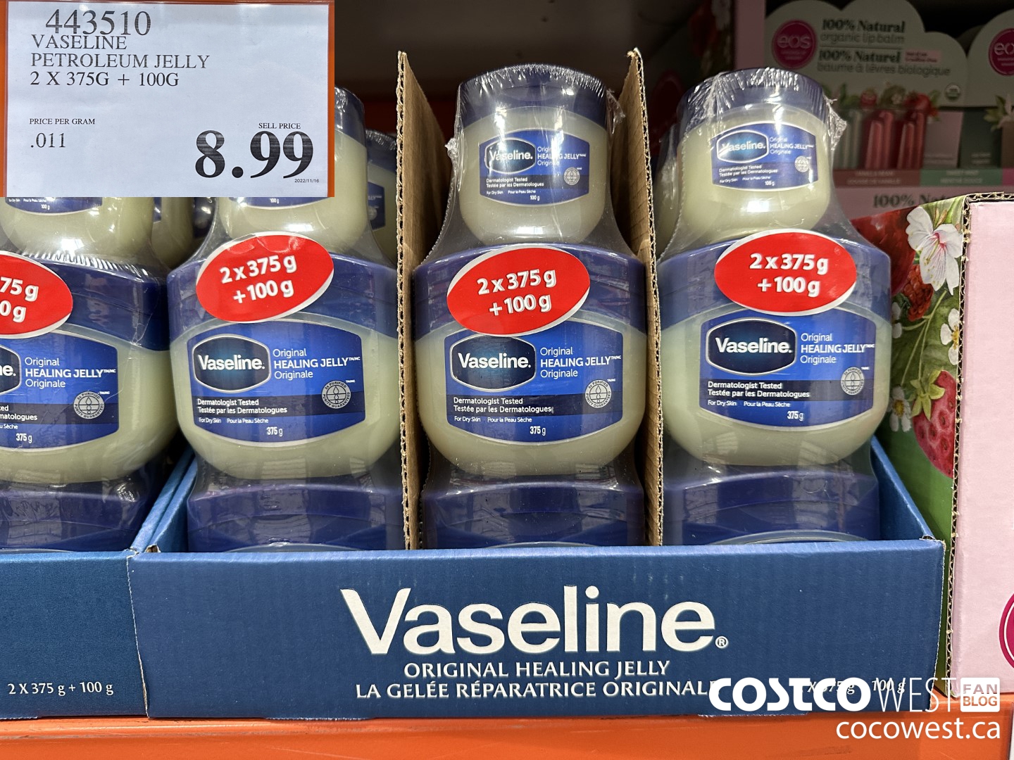 443510 VASELINE PETROLEUM JELLY 2 X 375G + 100G $8.99