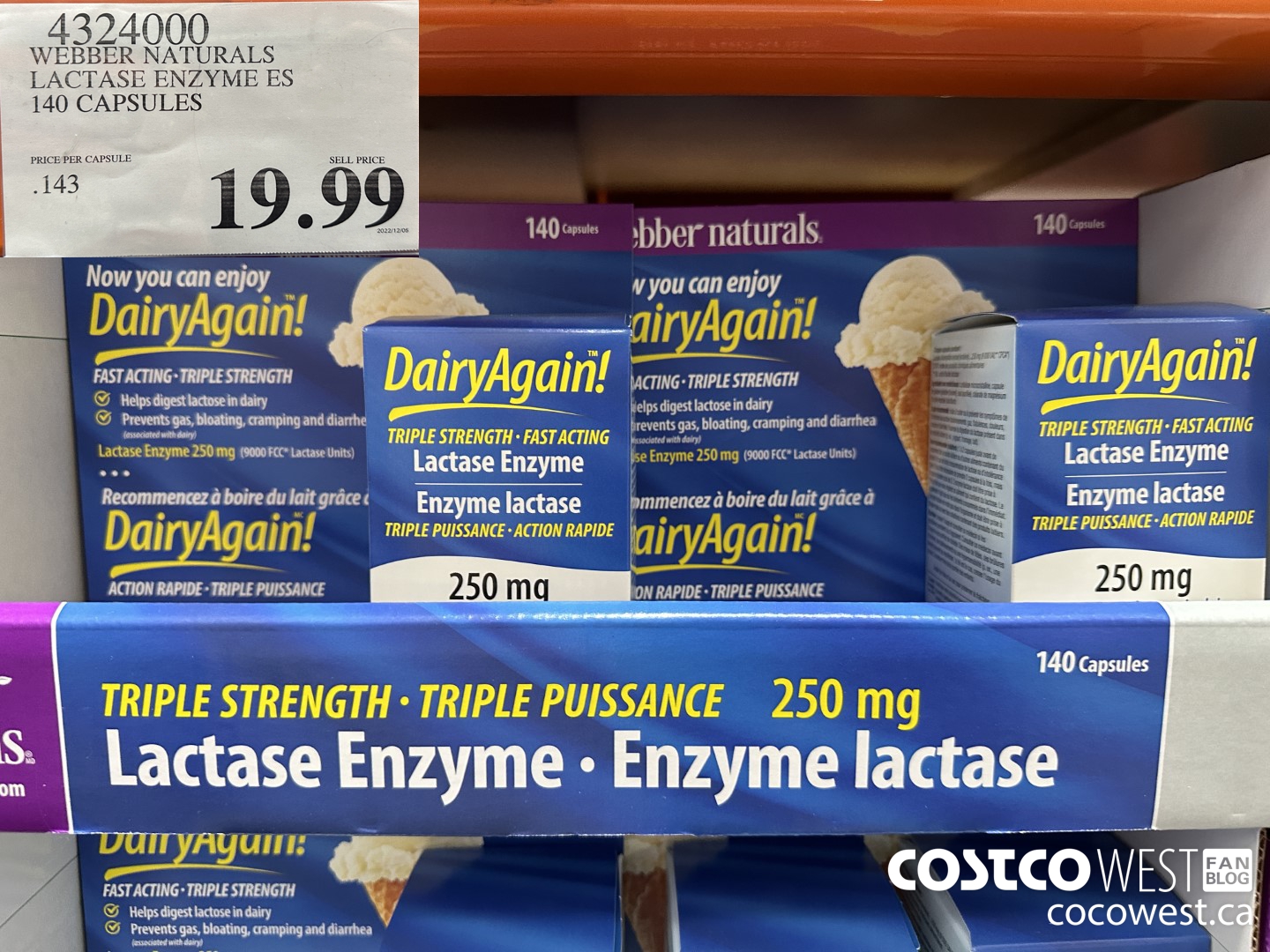 4324000 WEBBER LACTASE ENZYME ES 140 CAPSULES $19.99