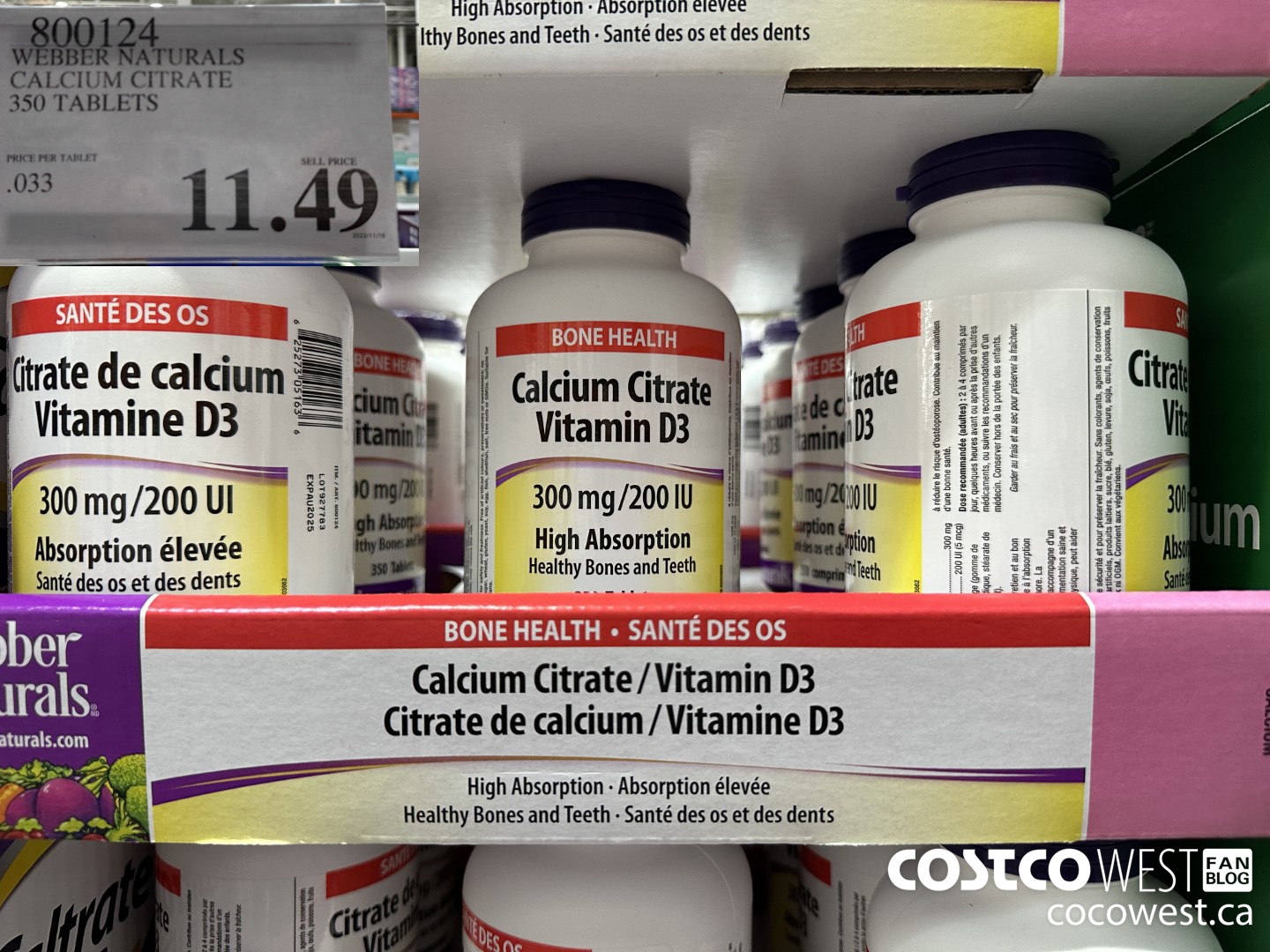 800124 WEBBER NATURALS CALCIUM CITRATE 350 TABLETS $11.49
