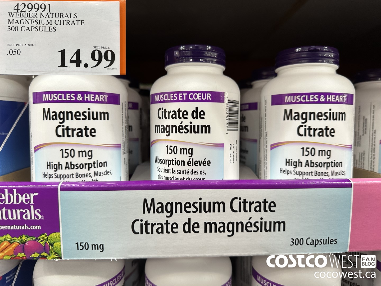 429991 WEBBER NATURALS MAGNESIUM CITRATE 300 CAPSULES $14.99