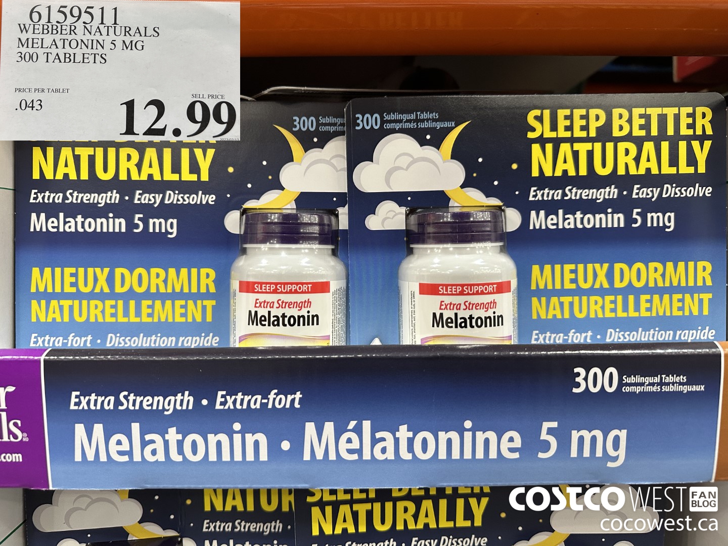 6159511 WEBBER NATURALS MELATONIN 5 MG 300 TABLETS $12.99