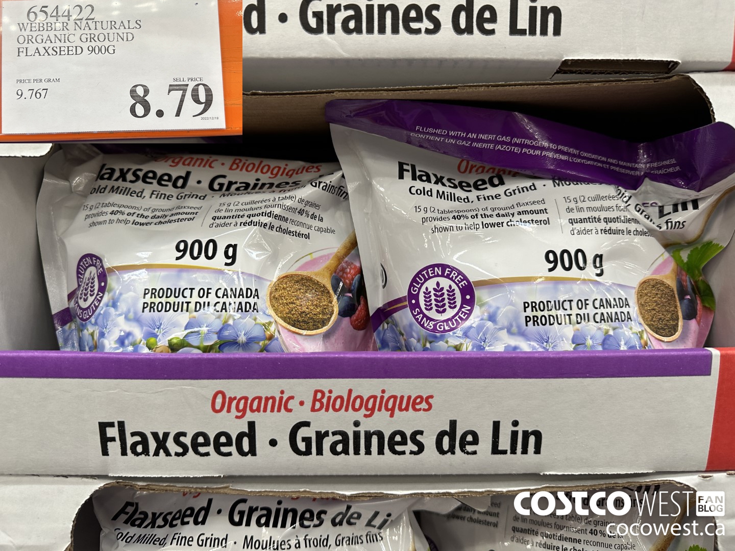 654422 WEBBER NATURALS ORGANIC GROUND FLAXSEED 900G $8.79
