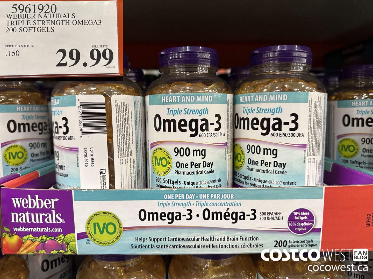 5961920 WEBBER NATURALS TRIPLE STRENGTH OMEGA3 200 SOFTGELS $29.99