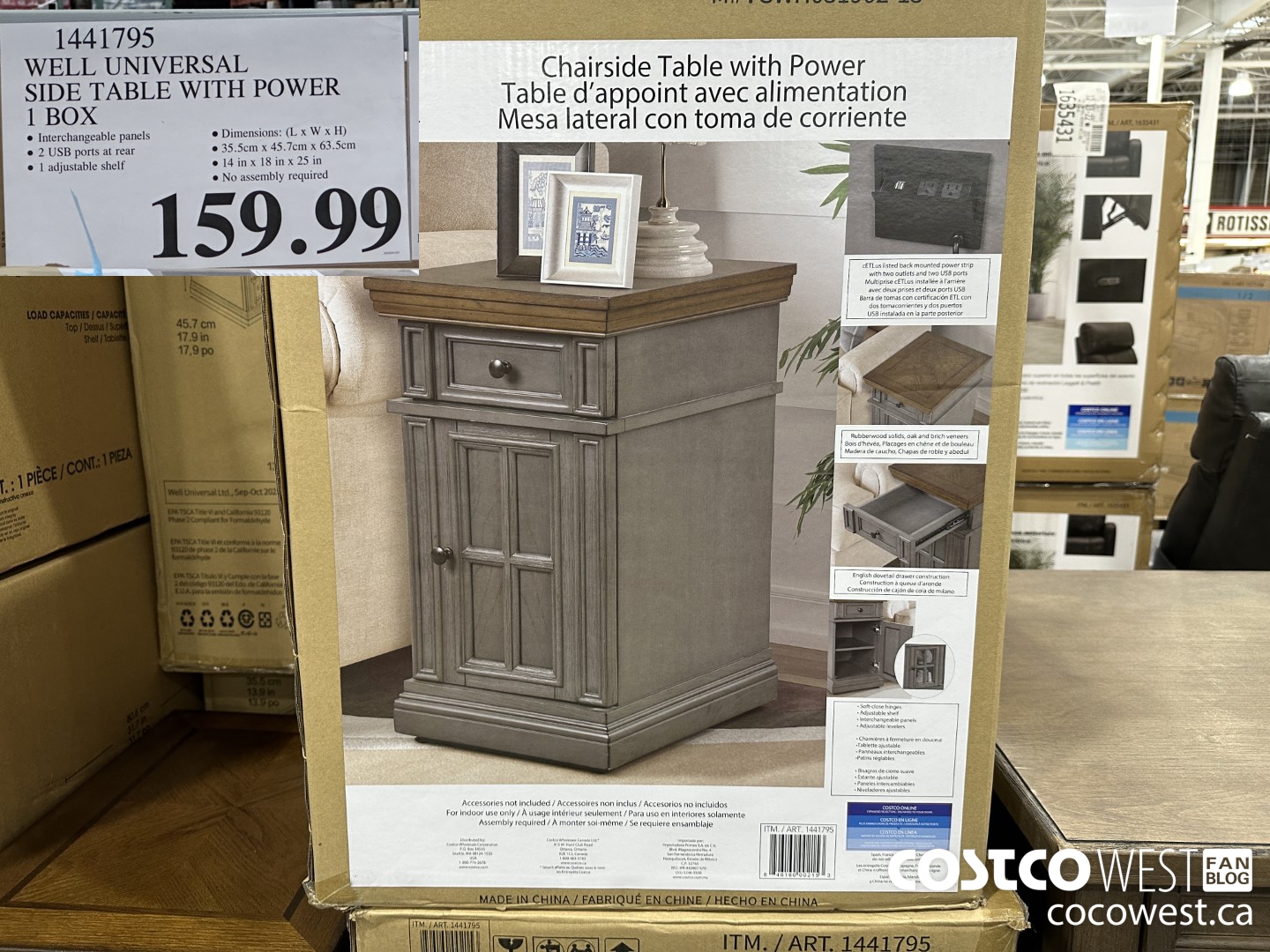 1441795 WELL UNIVERSAL SIDE TABLE WITH POWER $159.99