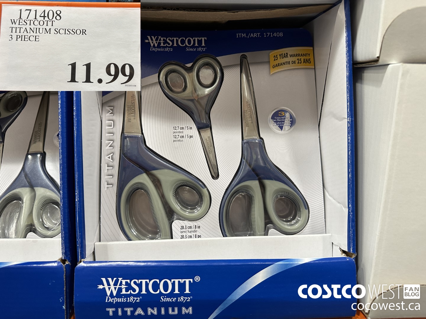 171408 WESTCOTT TITANIUM SCISSOR 3 PIECE $11.99