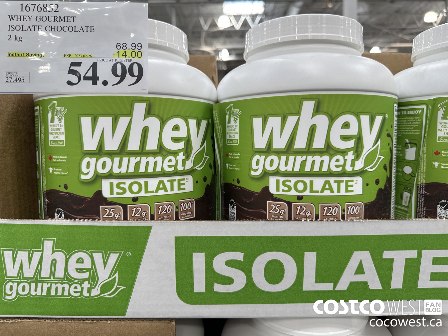 1676852 WHEY GOURMET ISOLATE CHOCOLATE 2 KG ($14.00 INSTANT SAVINGS EXPIRES ON 2023-02-26) $54.99
