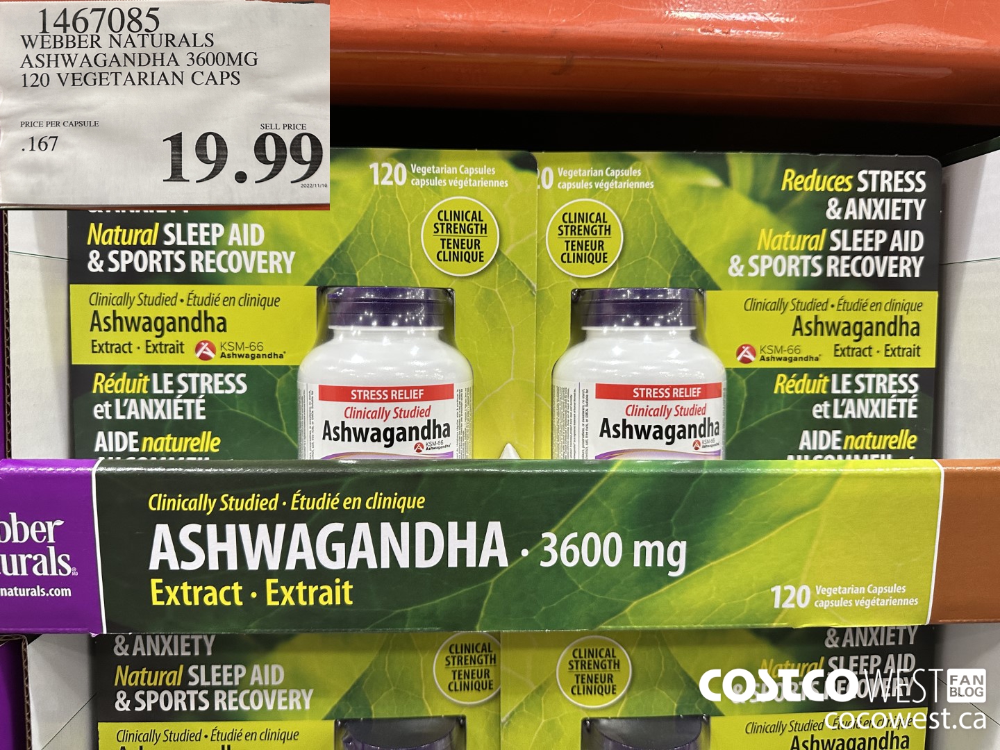 1467085 WN ASHWAGANDHA 3600MG 120 VEGETARIAN CAPSULES $19.99