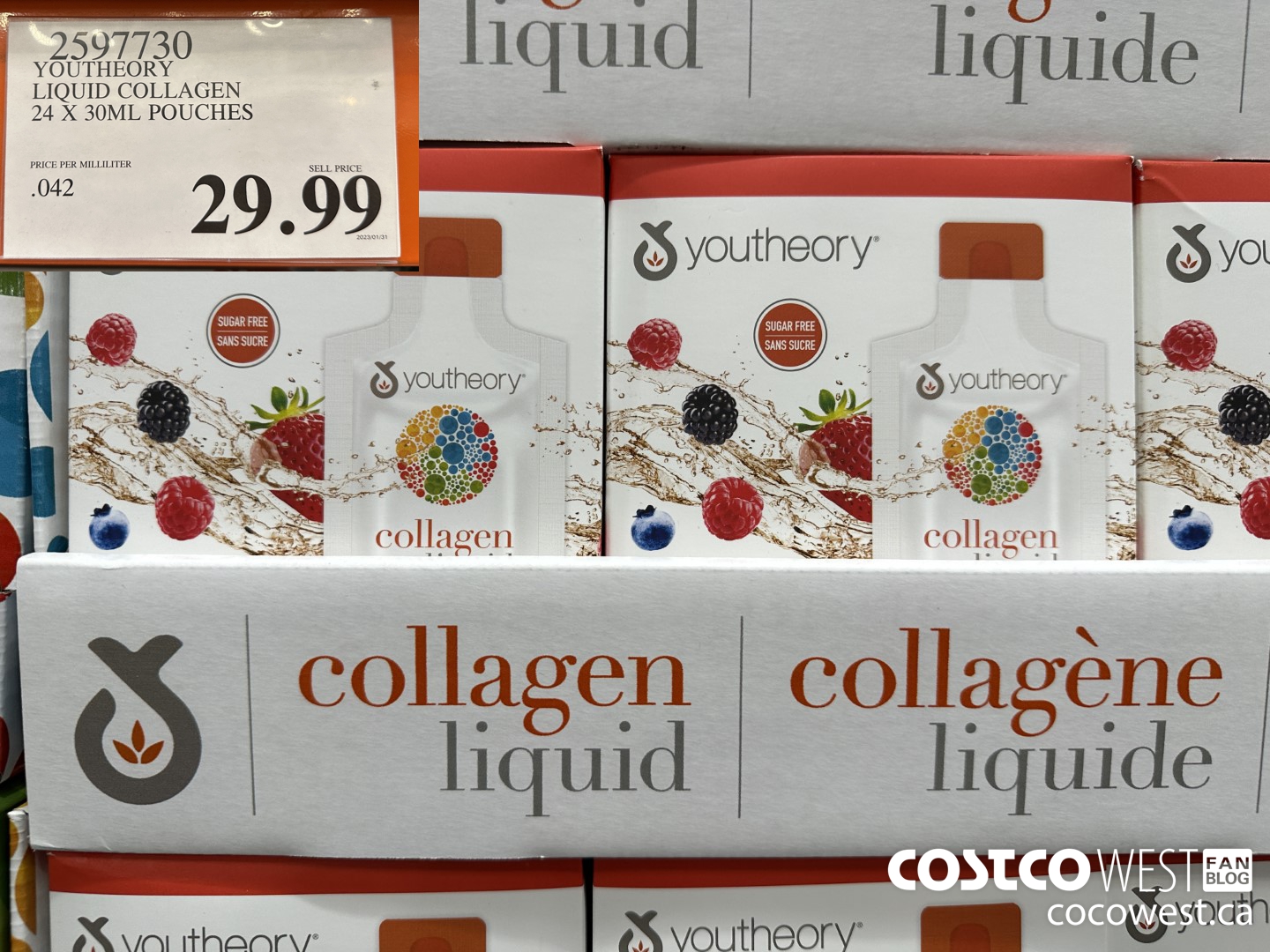 2597730 YOUTHEORY LIQUID COLLAGEN 24 X 30ML POUCHES $29.99