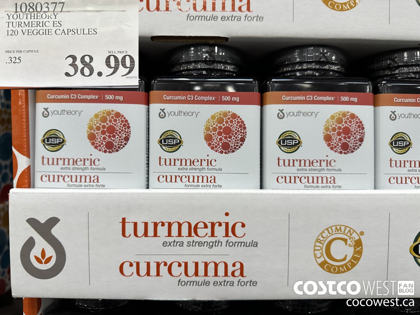 1080377 YOUTHEORY TURMERIC ES 120 VEGGIE CAPSULES $38.99