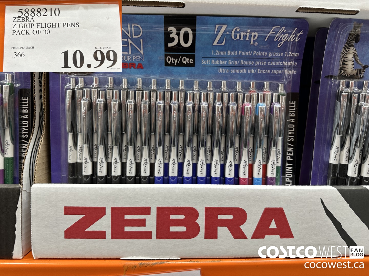 5888210 ZEBRA Z GRIP FLIGHT PENS PACK OF 30 $10.99