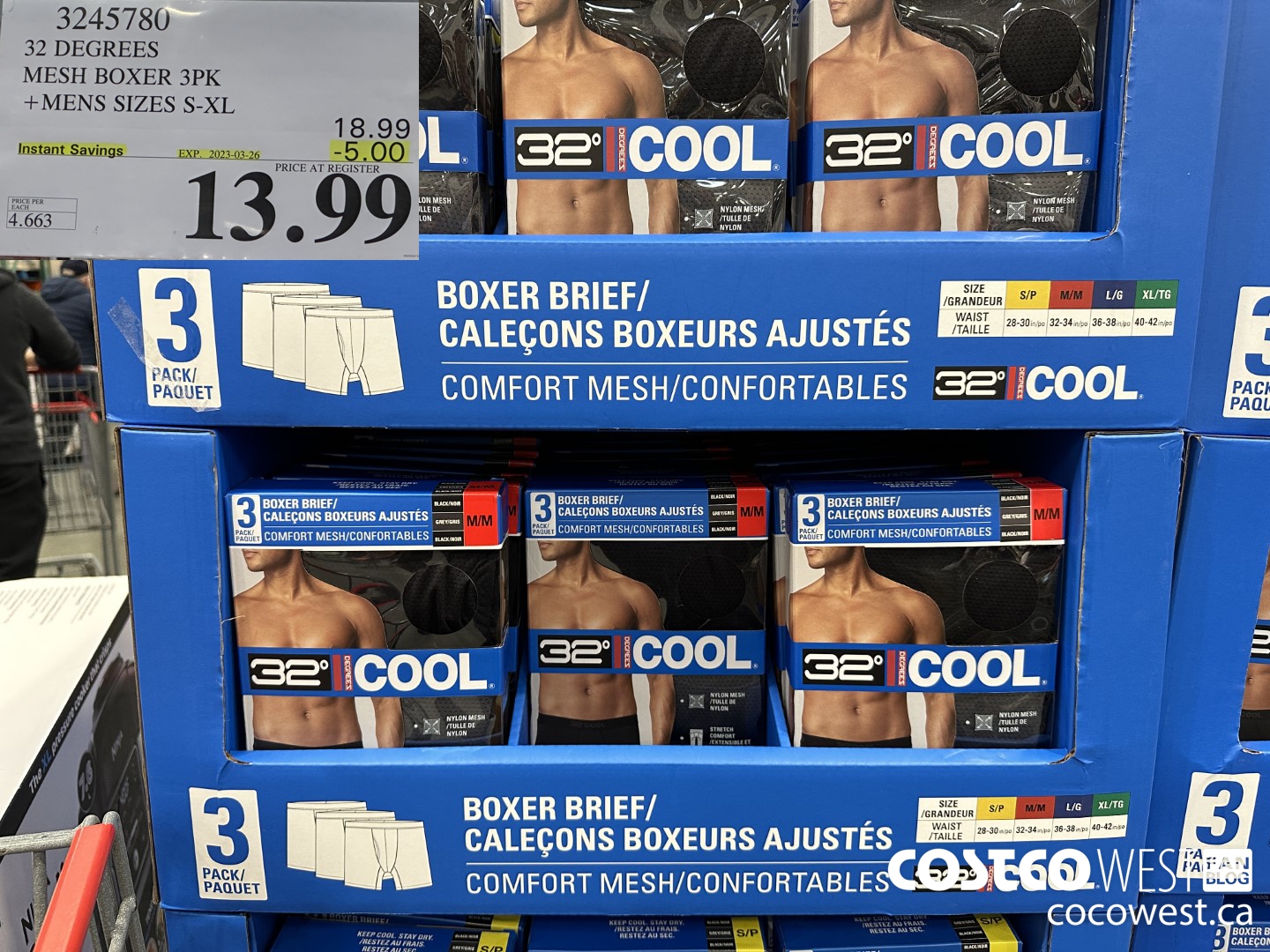 3245780 32 DEGREES MESH BOXER 3PK MENS SIZES S-XL  ($5.00 INSTANT SAVINGS EXPIRES ON 2023-03-26) $13.99