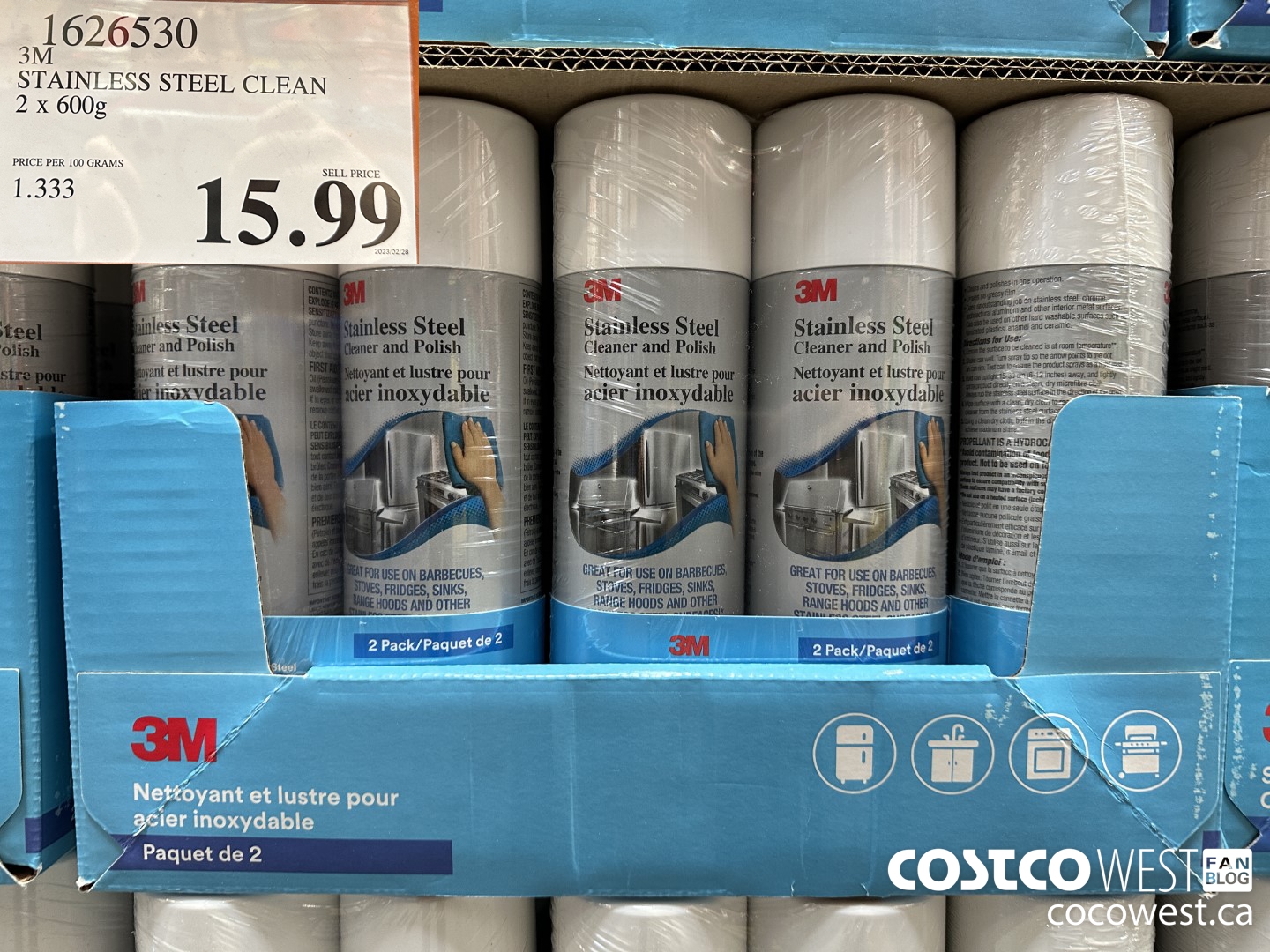 1626530 3M STAINLESS STEEL CLEAN 2 X 600G $15.99