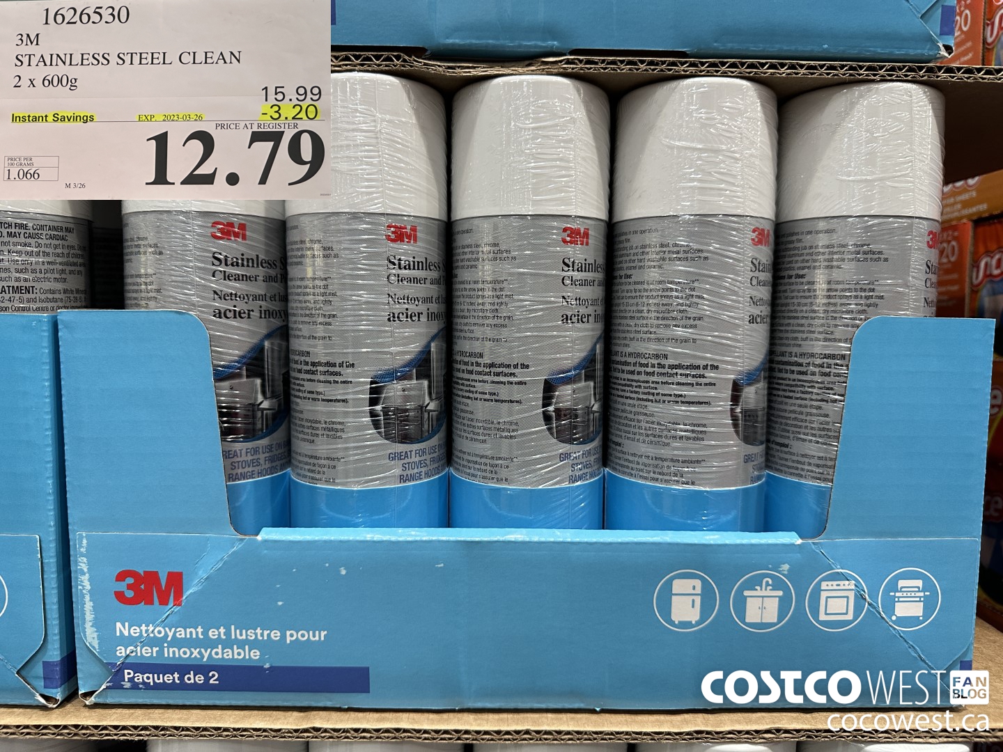 1626530 3M STAINLESS STEEL CLEAN 2 X 600G ($3.20 INSTANT SAVINGS EXPIRES ON 2023-03-26) $12.79