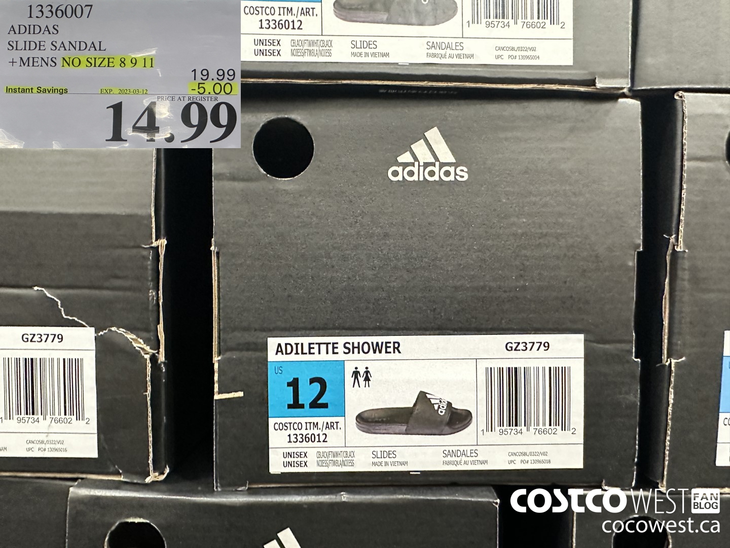 1336007 ADIDAS SLIDE SANDAL MENS NO SIZE 8 9 11 ($5.00 INSTANT SAVINGS EXPIRES ON 2023-03-12) $14.99