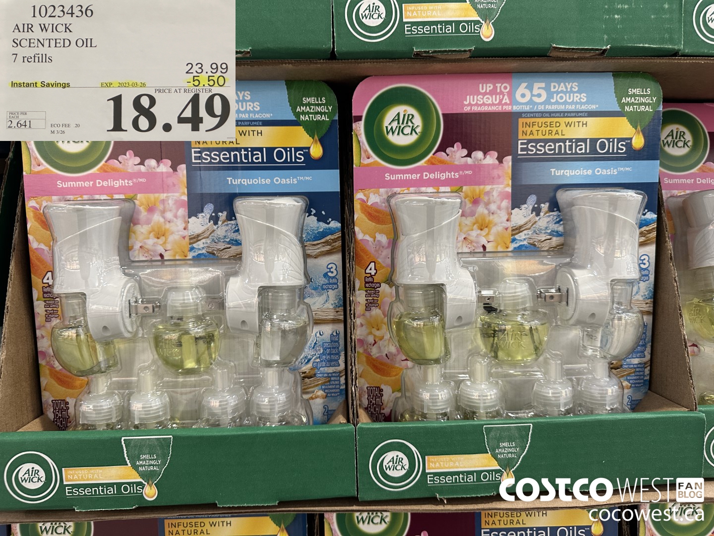 1023436 AIR WICK SCENTED OIL 7 refills ($5.50 INSTANT SAVINGS EXPIRES ON 2023-03-26) $18.49