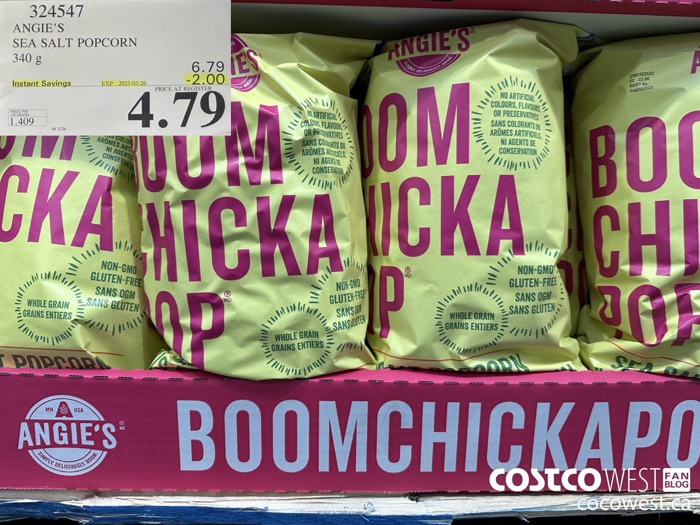 324547 ANGIE'S SEA SALT POPCORN 340 G ($2.00 INSTANT SAVINGS EXPIRES ON 2023-03-26) $4.79